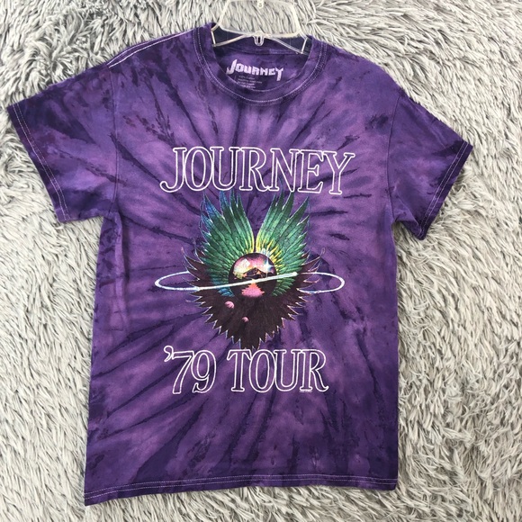 Tops - Journey Tshirt 79 Tour Purple Tye Dye 80s Music Womens Small Short Sleeve Shirt